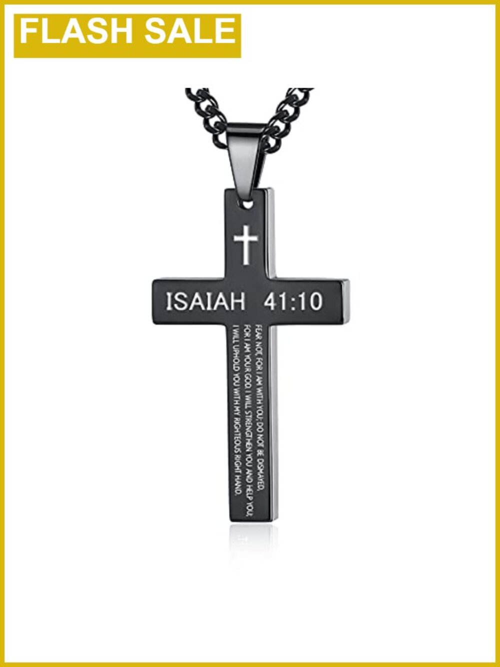 Stainless Steel Cross Necklace Bible Verse Pendant 24" Chain Men Boys